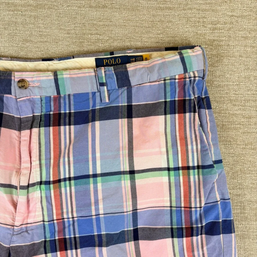Polo Ralph Lauren Classic Fit Pink Blue Plaid Shorts Mens 44 Big EUC Preppy